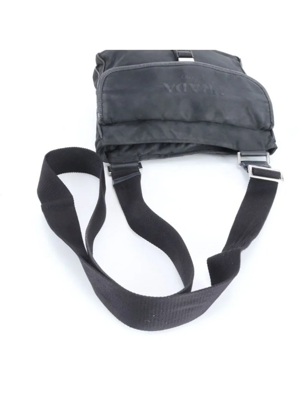 Prada Tessuto Nylon Leather Shoulder Bag Crossbody Messenger Business Black